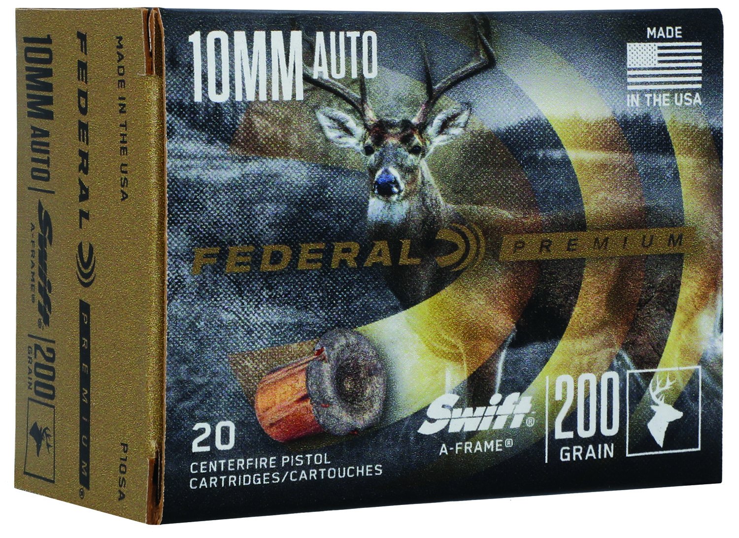 Federal P10SA 10mm Auto 200gr JHP 5in Nickel-Plated 20 Rounds - Federal Premium Ammunition - SWIFT A FRAME