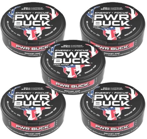 BUCKED UP PWR BUCK ENERGY POUCHES 5 CAN ROLL ROCKET