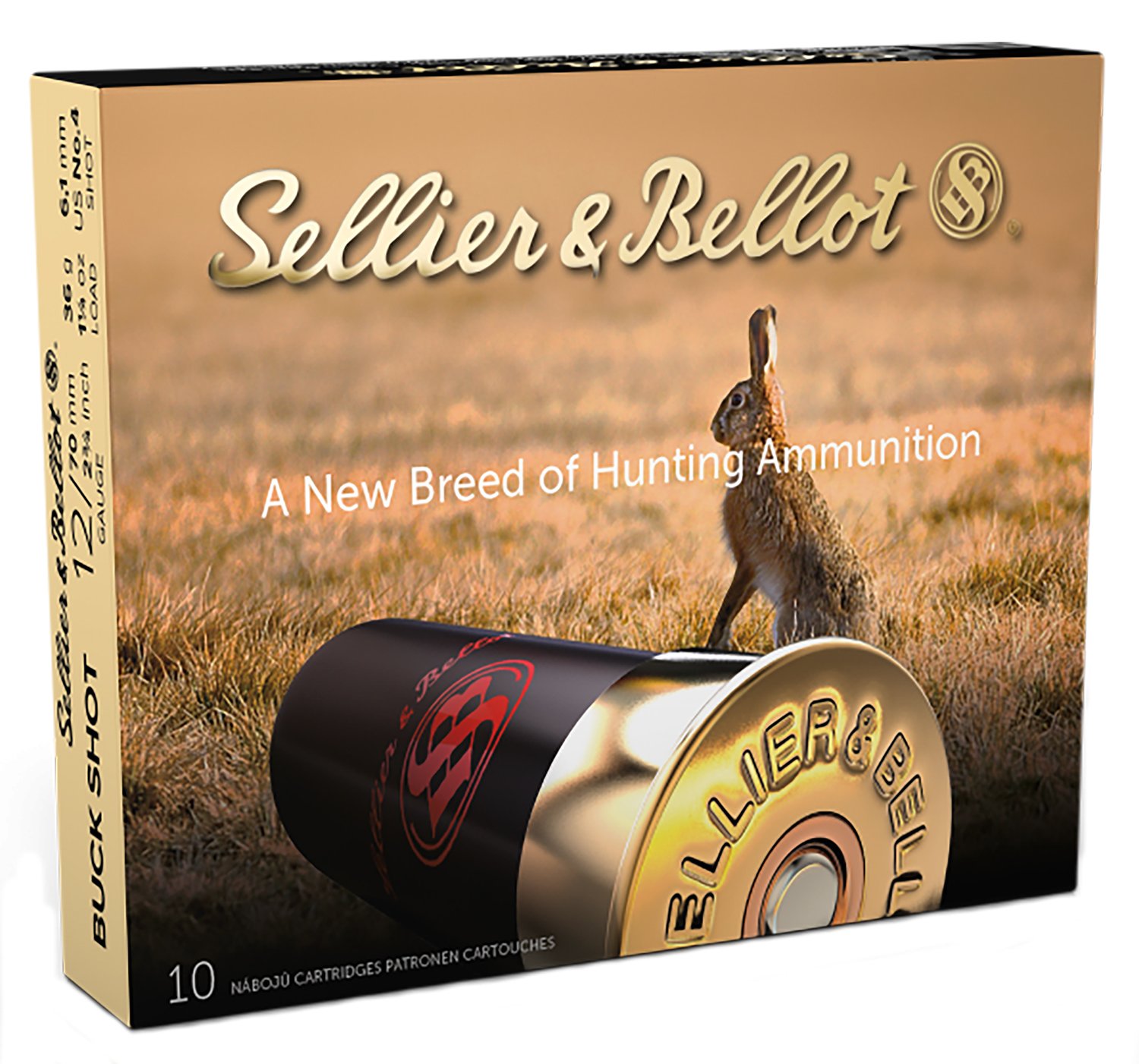 Sellier & Bellot SB12BSD Hunting 12Gauge 2.75" 27Pellets 1 1/4oz 4Buck Shot 10 Box/25 Case