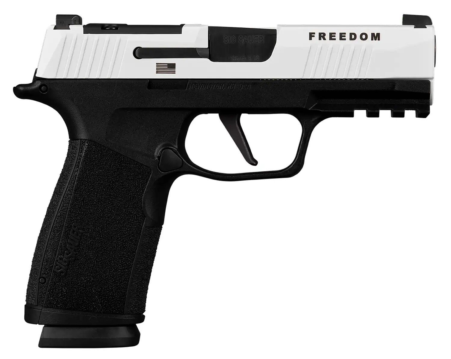 Sig P365-XMacro Freedom Handgun 9mm luger 17rd Magazines(2) 3.7 Barrel Two-Tone White on Black Optic
