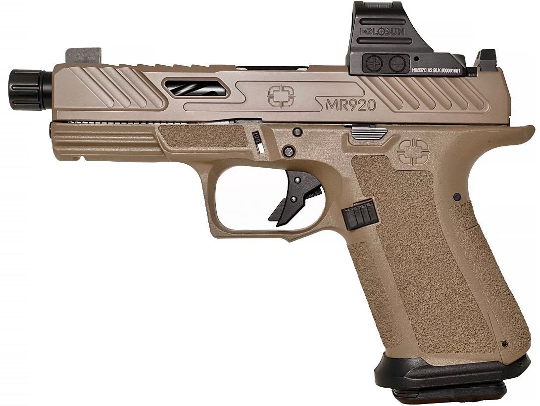 Shadow Systems MR920 Elite 9mm FDE Pistol: 5" Spiral Threaded Barrel, Holosun Optic, 15-Round Capacity - Shadow Systems - 9mm Luger