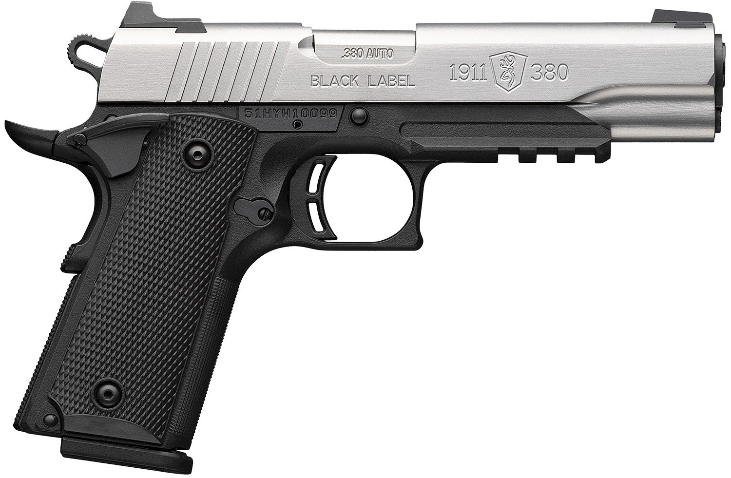 Browning 051120492 1911-380 Pistol 8+1 Stainless White Pearl Grips - Browning - 380 ACP