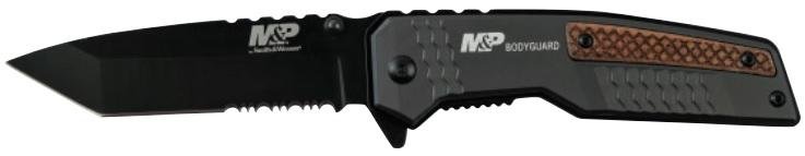 S/WESSON 1085901 3.5 In Tanto Serrated Blade Aluminum/Wood Handle