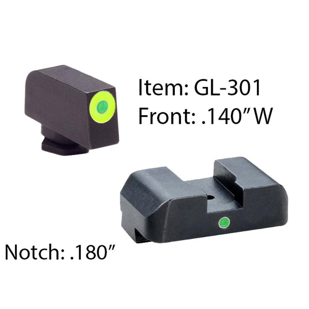 AmeriGlo GL301 i-Dot Night Sight Set Glock Green Tritium Steel Black - AmeriGlo - STEEL