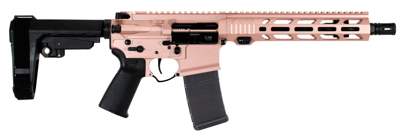 Alex Pro P130RG 5.56 Pistol 10.5" Rose Gold M-Lok, Nitride Barrel, SBA3 Brace - Alex Pro Firearms - 5.56 NATO