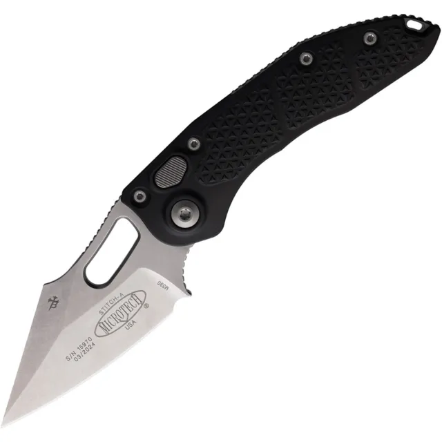 Microtech Stitch 169-10 3.75 In SE Stonewash Black ALU Handle