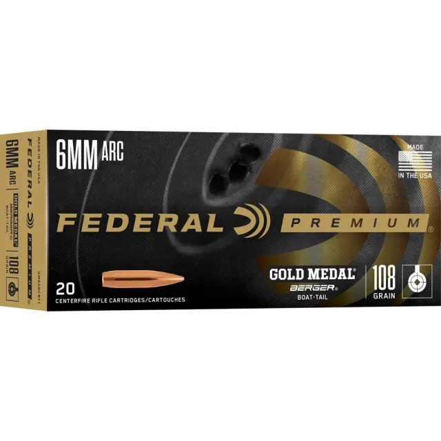 Federal Premium Gold Medal Rifle 6mm ARC 108gr Berger BT 20rd - Federal Premium Ammunition