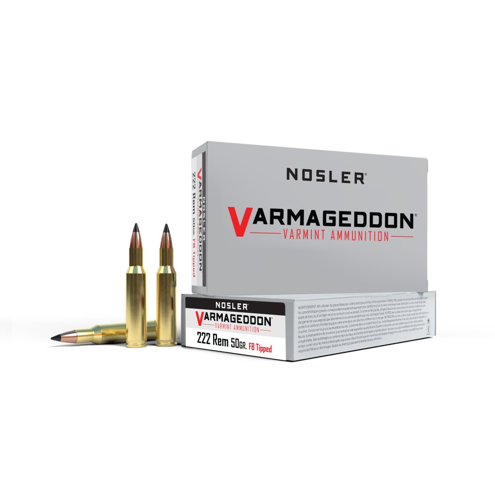 Nosler Varmageddon .222 Rem 50g FB Tipped 20 Rounds 3150 fps Brass - Nosler - 222 REMINGTON
