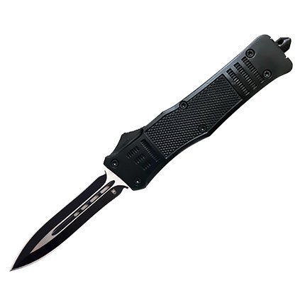 CobraTec LBCTK-1LDAGNS 3.9" Dagger SL/Plain Edge Black Handle OTF Knife