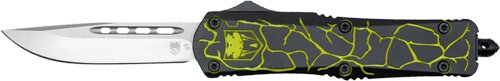 COBRATEC MEDIUM FS-3 OTF FRACTURED BLACK YELLOW 3" D2 - CobraTec Knives