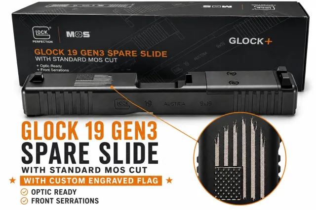 Buy GLOCK G19 Slide Only Silver Distressed Flag Gen3 MOS FS online