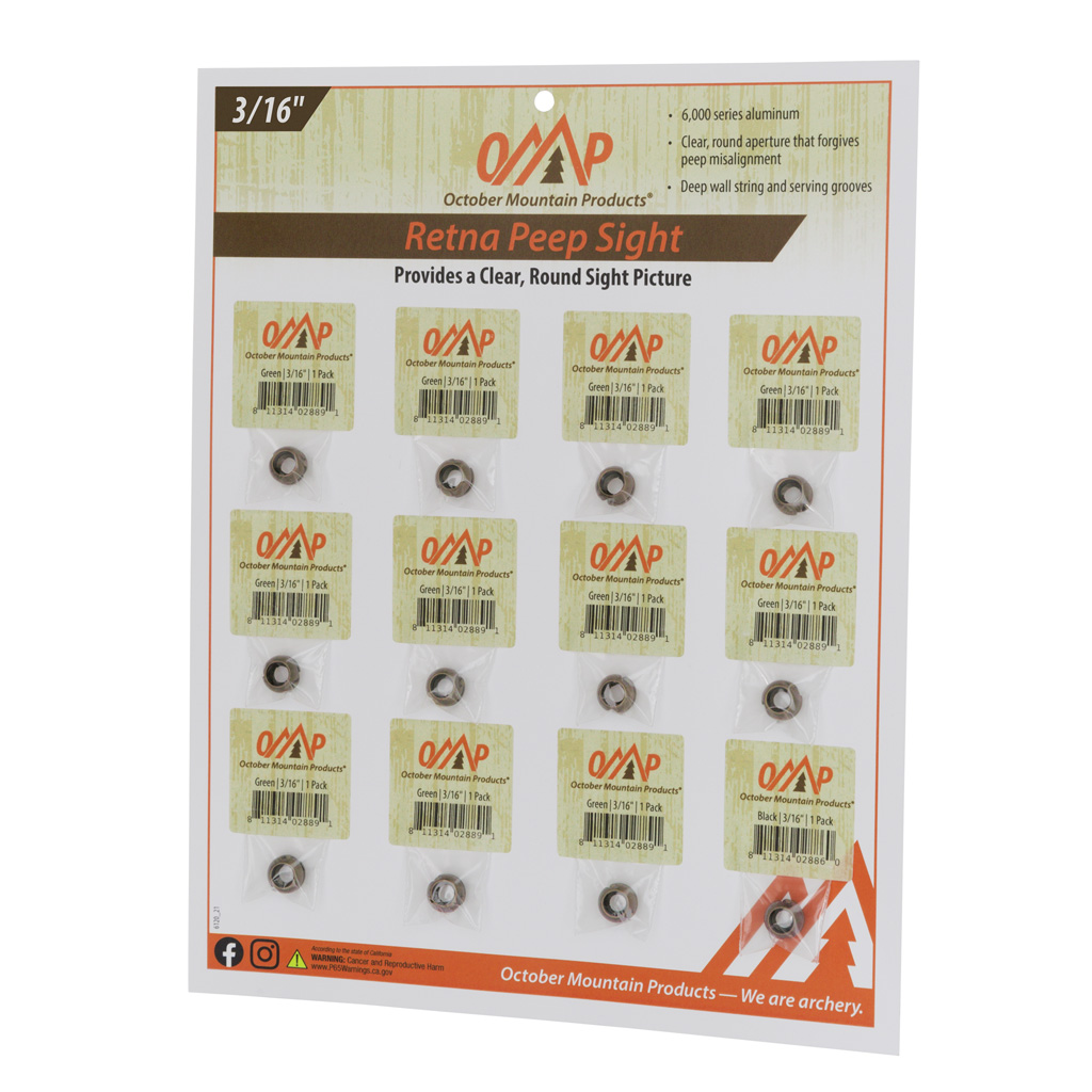 October Mountain Retna Peep Sight 3/16" Tan 12 Pack