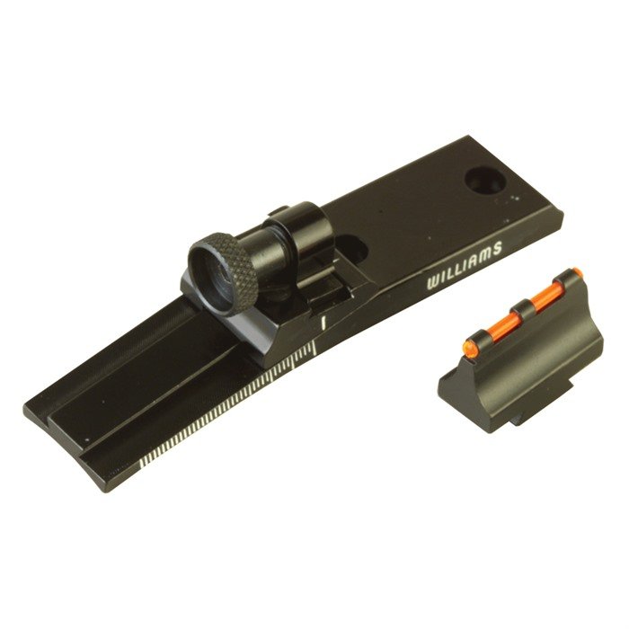 Williams WGRS Ruger 10/22 Fire Sight Peep Set - Black/Red, Aluminum Alloy, Rustproof, Fiber Optic Illumination, Adjustable, Weather Resistant