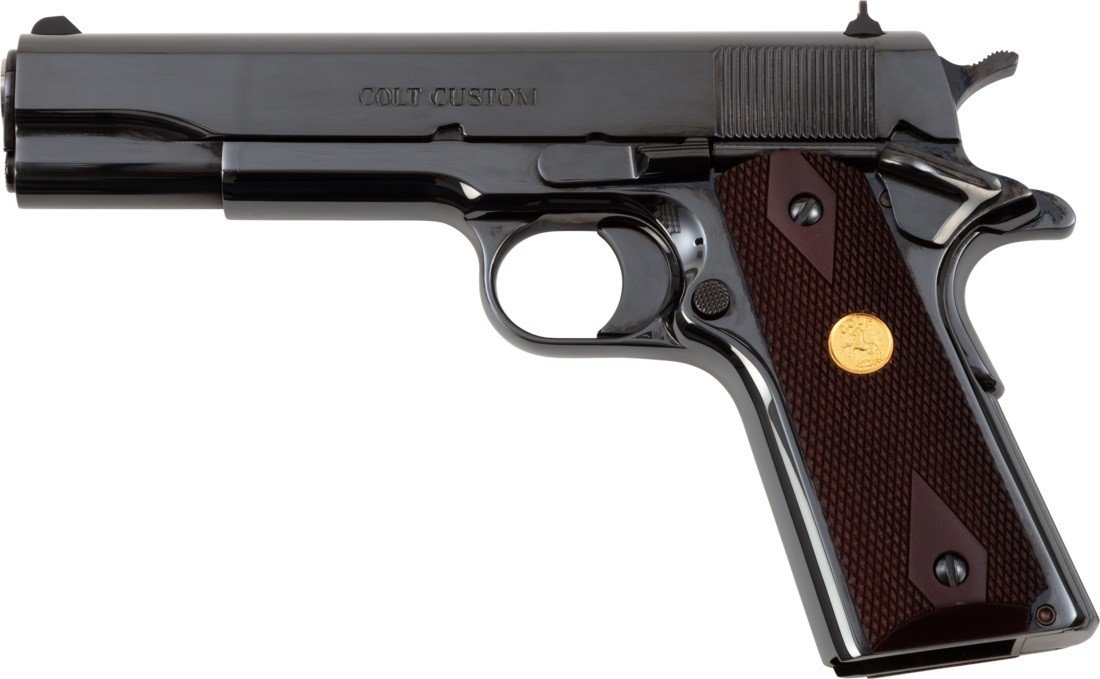 Colt O1911C-RB 1911 Gov't 45 ACP 5" Barrel 7+1 Capacity Polished Royal Blue Finish Wood Grip 70 Series