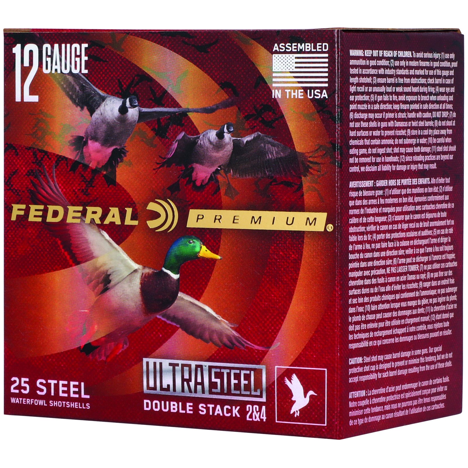 Federal PWUX14224 Premium 12Ga 3" 1-1/4oz #2/#4 Shot 1450fps 25/Box - Federal Premium Ammunition - 12 GAUGE