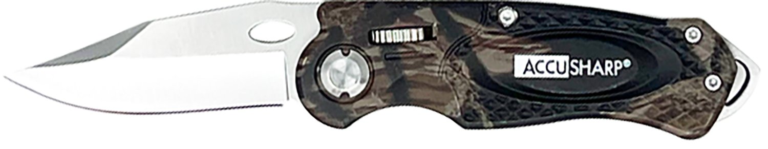 AccuSharp 704C Sport 3" Folding Plain Stainless Steel Blade-Camo Anodiz... - FPI