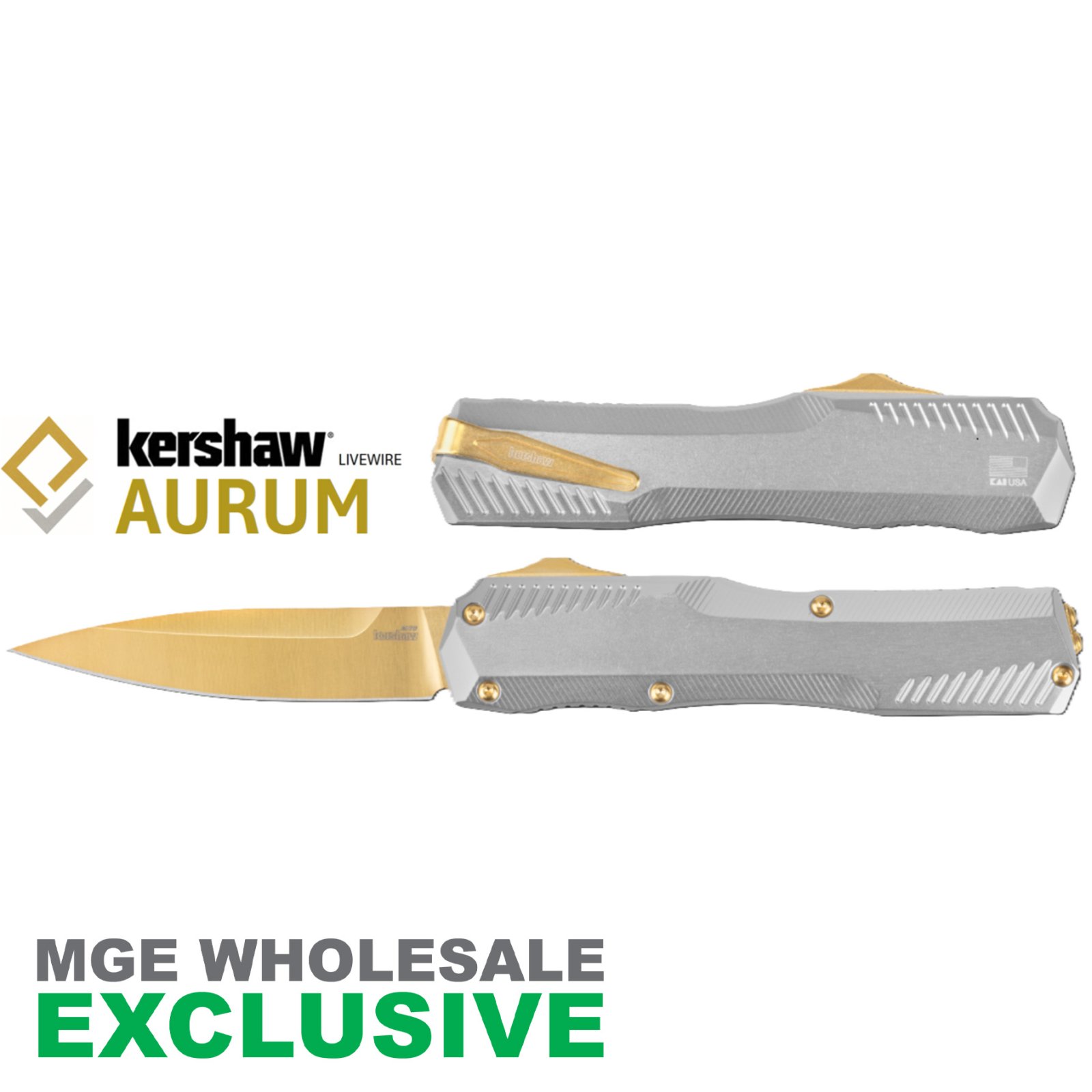 KERSHAW LIVEWIRE AURUM RAW HANDLE GOLD BLADE MGE Exclusive