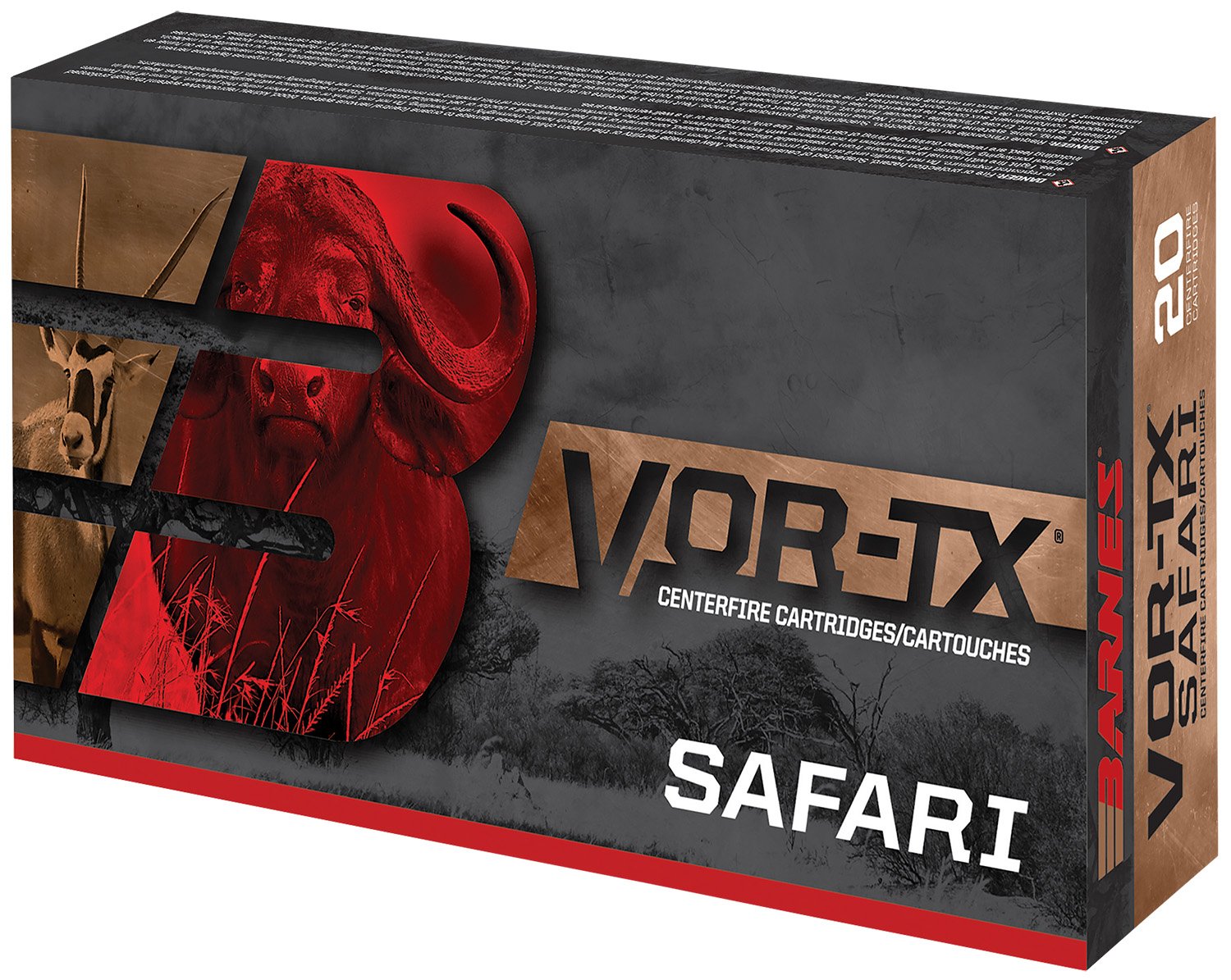 Barnes 22030 VOR-TX Safari 470 Nitro Express 500gr TSX 20/Box - Browning - BARNES TSX FLAT BASE
