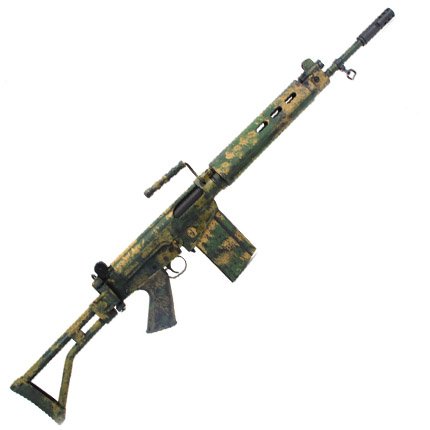 SA58 FAL .308 18" Bush Tracker Side fold stock Traditional profile barrel Custom Camo finish