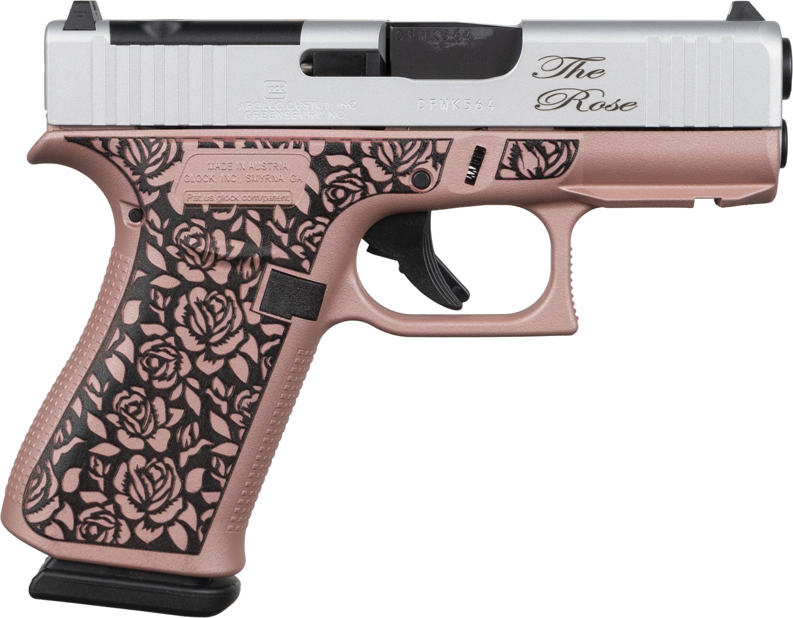 Glock 43X 43X 9mm Luger Rose Gold Frame 10+1 3.410 Pink Polymer