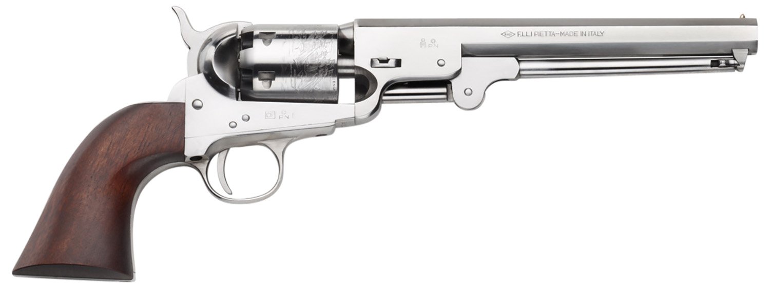 Pietta 1851 Navy Old Silver 36 Cal 7.5 in Octagon Barrel 6rd Capacity