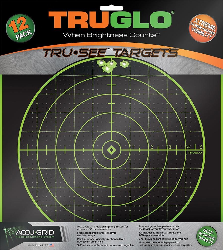 TruGlo TG10A12 Tru-See 12"x12" Self-Adhesive Targets 12 Pack