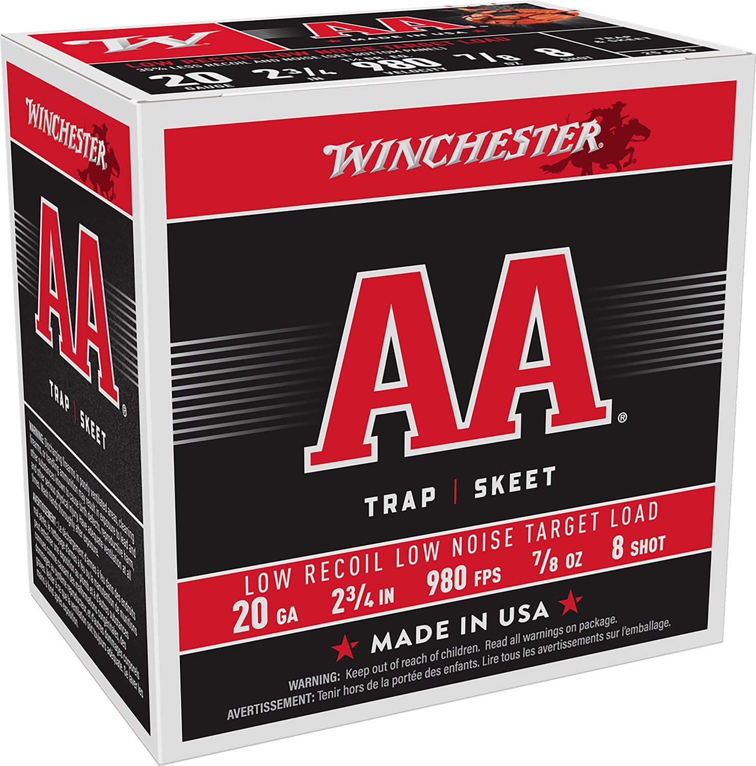 Winchester Ammo AA20FL8 Low Recoil 20 Gauge 2.75" 7/8 oz 890 fps 8 Shot 25 Bx/10 Cs - Winchester - LEAD