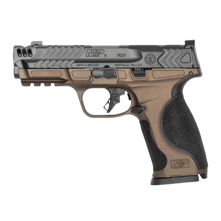 S&W PC M&P9 M2.0 Metal Carry Comp Midnight Bronze Grip Handgun 9mm Luger17rd Magazines(2) 4.22 Ported Barrel