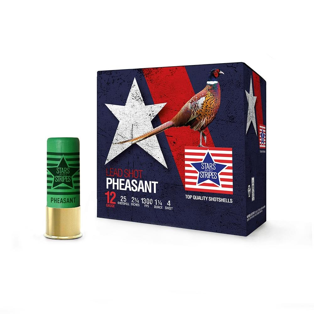 PPU Stars & Stripes Pheasant Load Shotshells 12ga 2-3/4" 1-1/4oz 1300 fps #4 25/ct