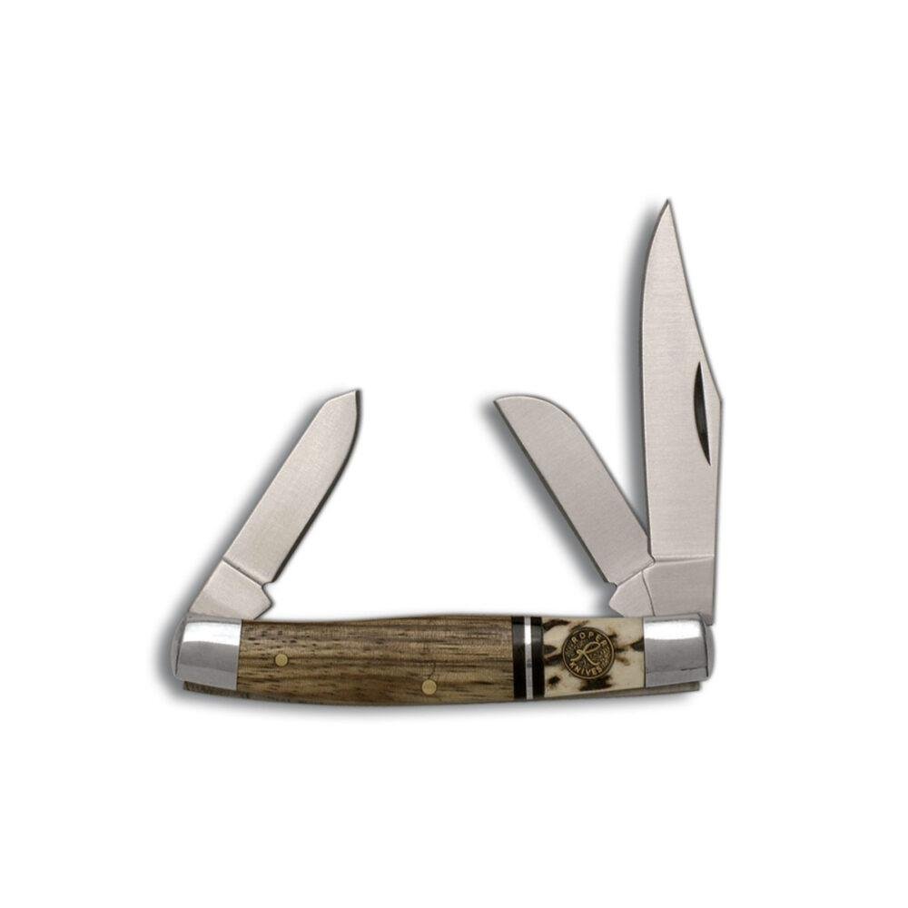 ABKT RP0001SG Roper Laredo Stag Stockman 3-Blade Wood Handles Knife