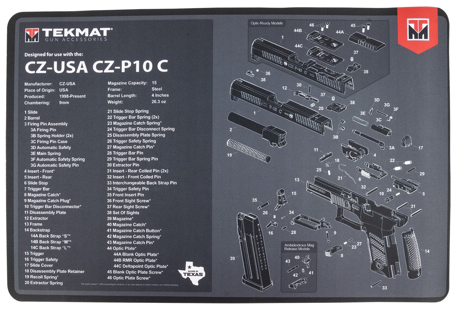 TekMat TEKR17CZP10C CZ P-10C Cleaning Mat 11"x17" Rubber - TEKMAT