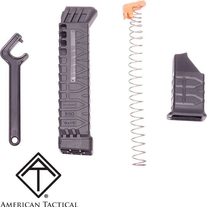 ATI SCHMEISSER S50 MLE 9MM GLOCK 17/19 MAGAZINE ADAPTER FOR 50 ROUNDS