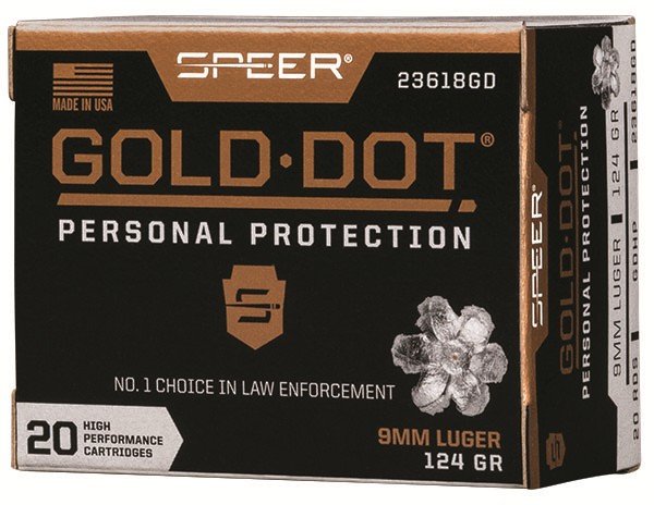 Speer 23618GD Gold Dot 9mm Luger 124gr Hollow Point 20/Box - Speer - HOLLOW POINT