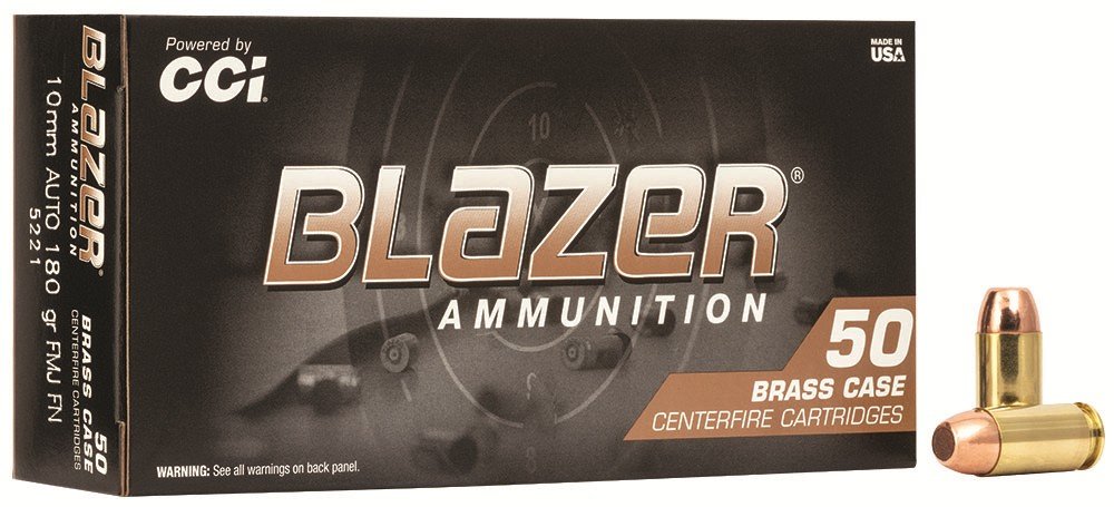 CCI 5221 Blazer Brass 10mm 180gr FMJ 50 Rounds Box - CCI - FULL METAL JACKET
