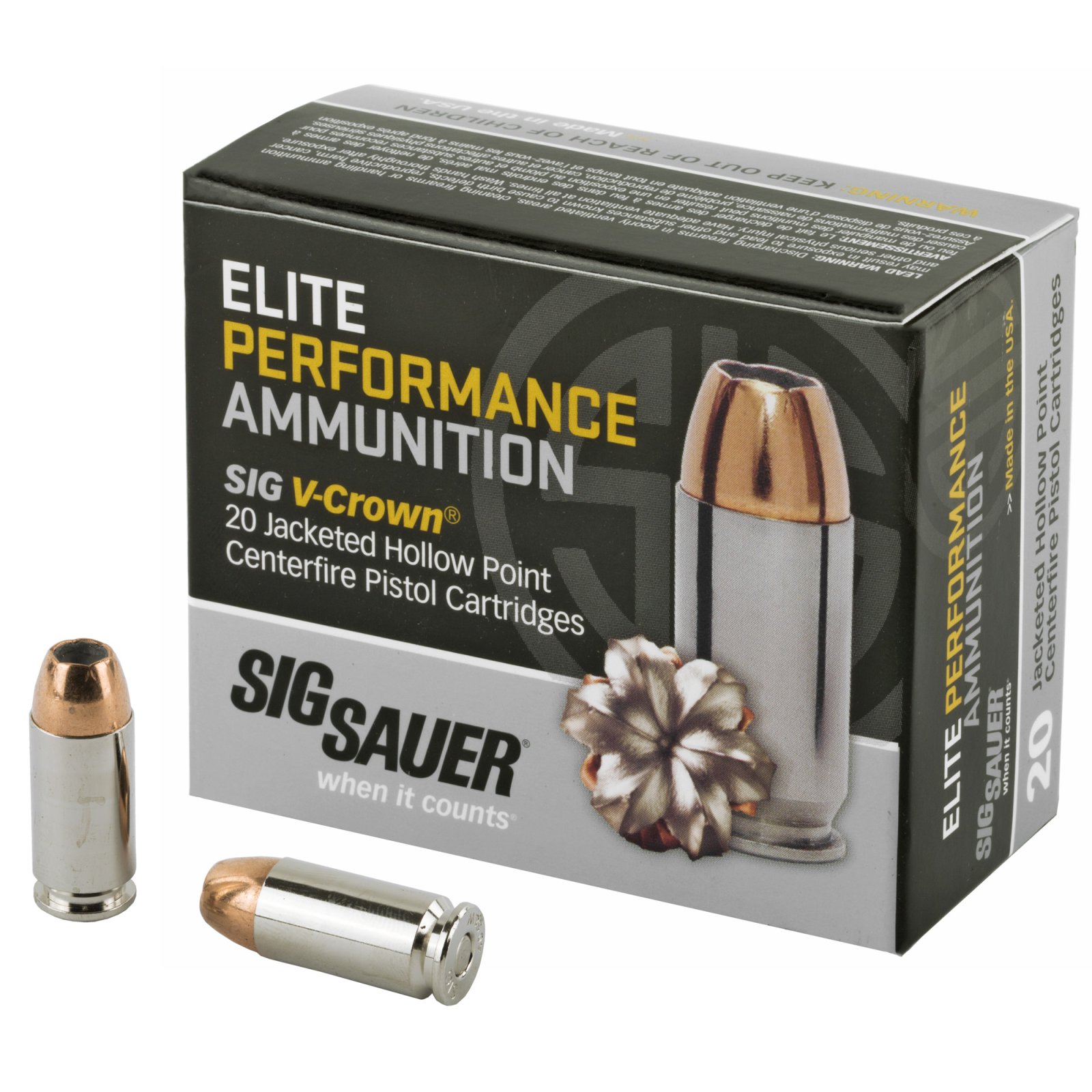 Sig Sauer E40SW220 40 S&W Jacketed Hollow Point 180 Grain 20 Rounds