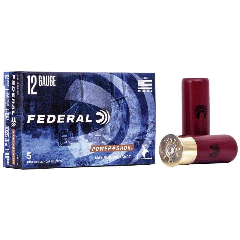 Federal F12700 12 Gauge 2.75 in 00 Buck 9 Pellets 1325 fps 5 Rounds - Federal Premium Ammunition - 12 Gauge