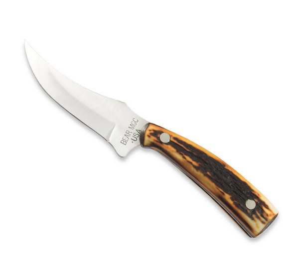 Bear & Son 753Z Upswept Skinner 3.1" Staglon with Leather Sheath - Bear Archery