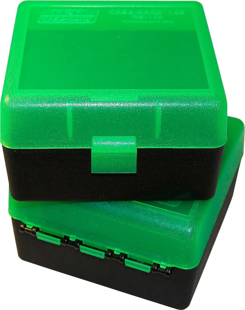 MTM Case-Gard RS-100 100 Round Small Rifle Ammo Box 223/204 Green/Black - MTM Case-Gard