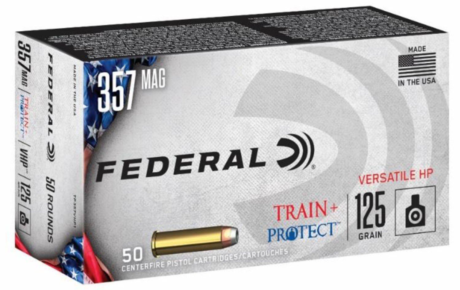 Federal TP357VHP1 357 Magnum 125 Grain VHP 50 Rounds Brass Cased - Federal Premium Ammunition - VERSATILE HOLLOW POINT