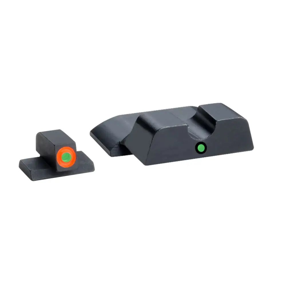AmeriGlo SW245 i-Dot Night Sights: Green/Orange Tritium - S&W M&P Shield - AMER - STEEL