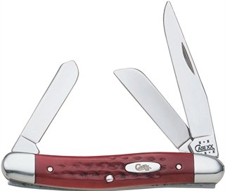 Case Stockman 3-Blade Folding Knife 3.5" Red Bone - Case Cutlery - CLIP/SHEEPSFOOT/SPEY