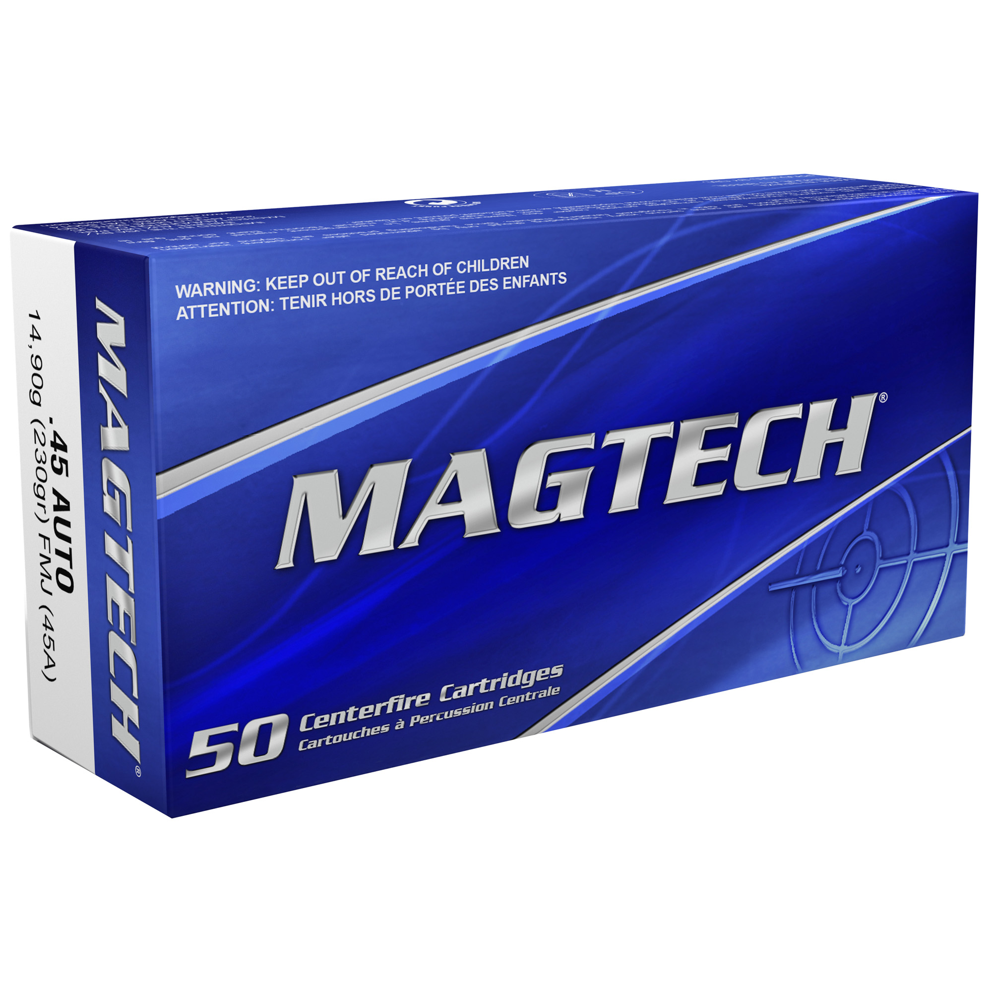 Magtech 45A 45ACP Ammo, 230 Grain FMJ, 1000 Rounds, Brass Casing