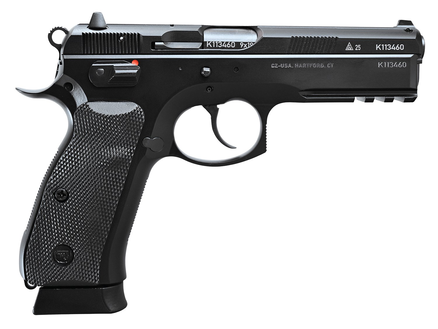 CZ 75 SP-01 50TH Anniversary Handgun 9mm Luger 19rd Magazine 4.6 Barrel Black Poly Coat Manual Safety