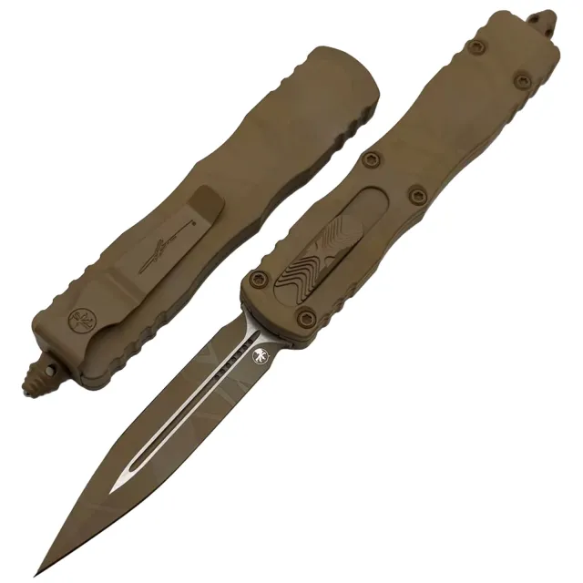 Microtech 225-1DUCS Dirac 2.92 In Double Edge Sand Dune Camo Aluminum