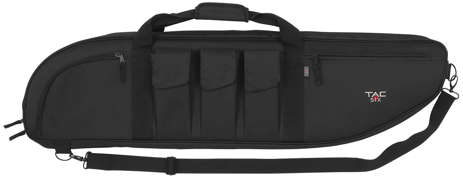 Tac Six 10929 Batallion Tactical Case Endura Black Finish 3 Pockets 2 Mags Accessory Pockets Shoulder Strap Padded Handle Polyester Lining 42" L - Allen Company - BLACK
