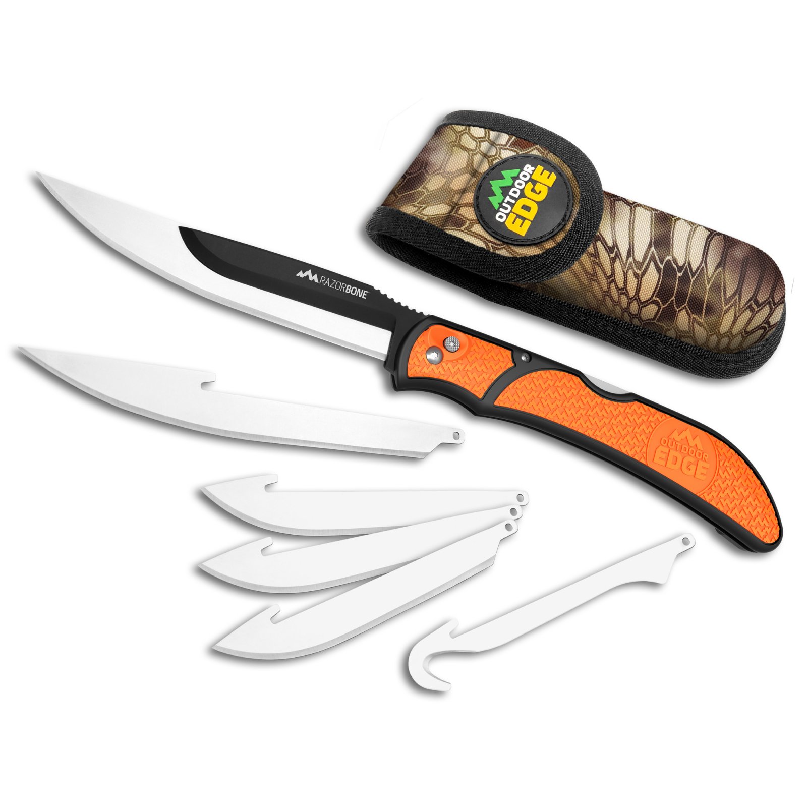 Outdoor Edge RBB20C RazorBone Knife Set, 6 Blades, Blaze Orange Handle