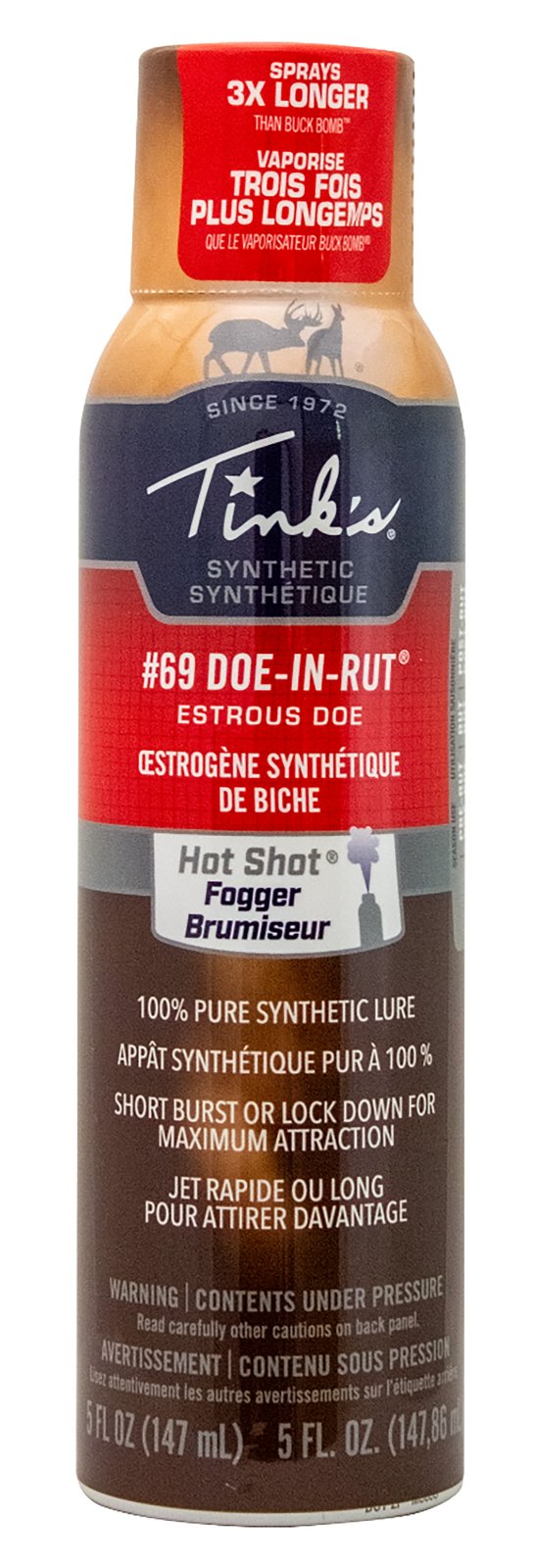 Tink's Synthetic #69 Doe-In-Rut Scent Fogger, Adjustable Spray, Long-Range Deer Attractant, 5 oz Can, W5271 BL Model - Tink's - DEER