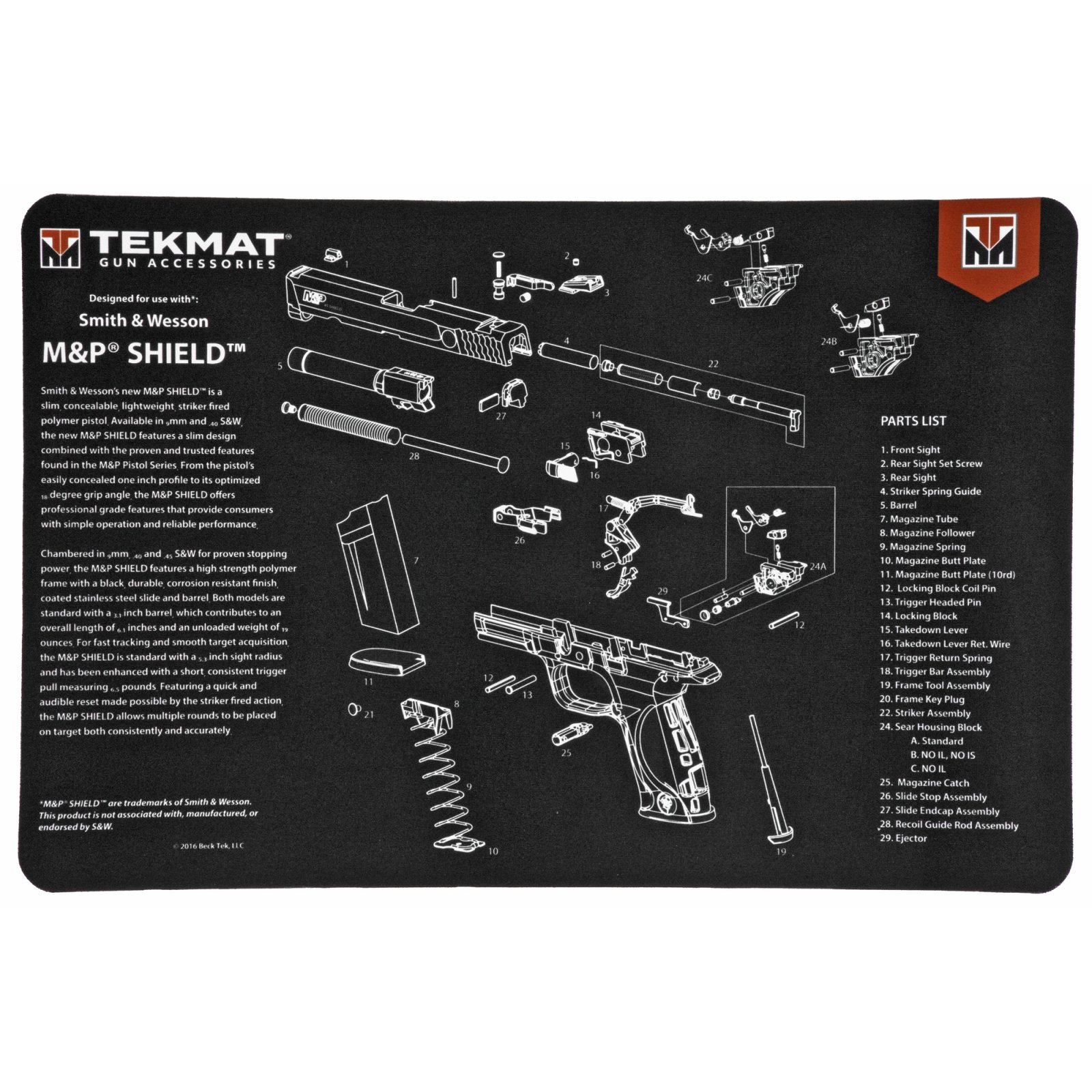 TekMat 11x17 Gun Cleaning Mat Smith & Wesson Shield
