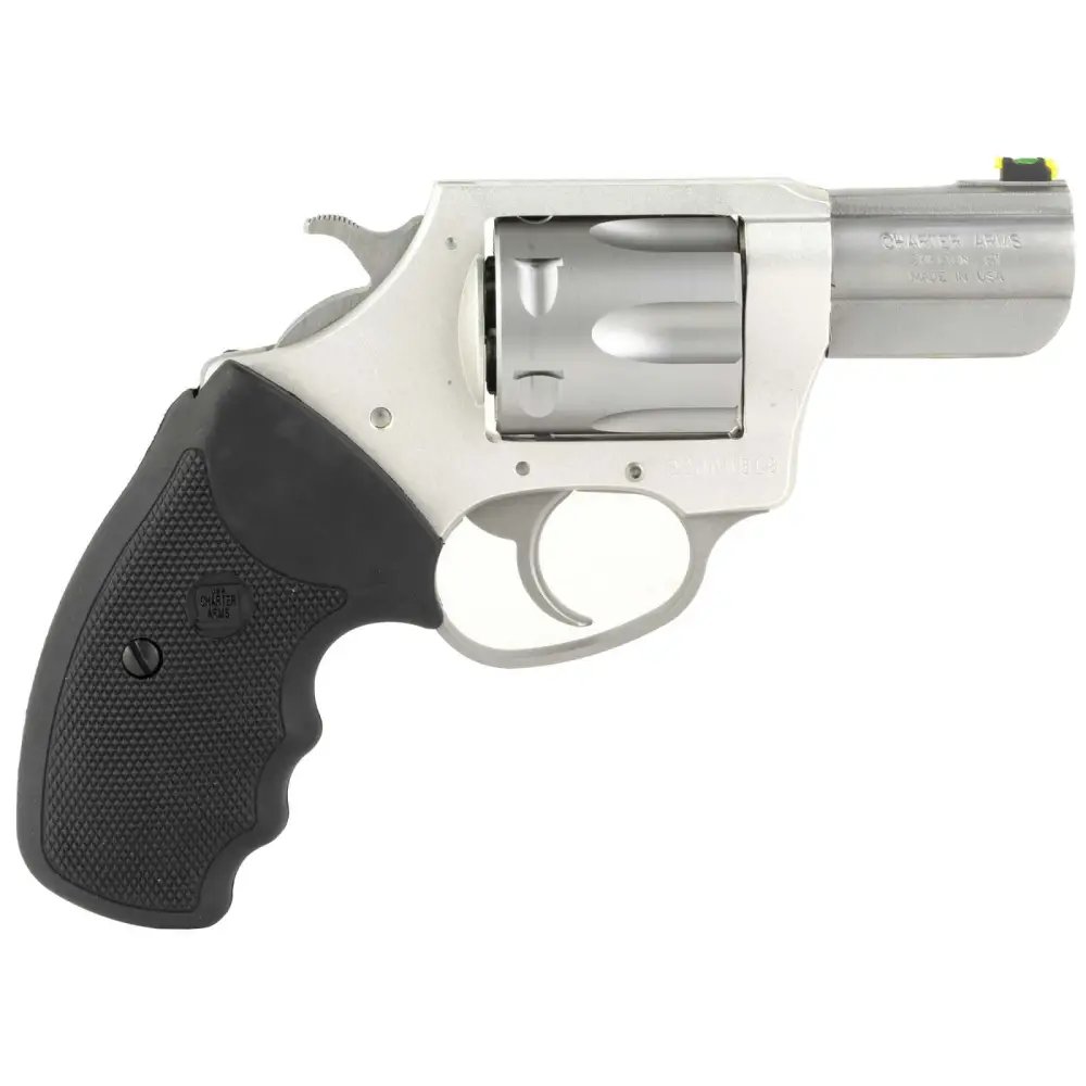 Charter Arms Boxer Revolver, .38 Special, 6-Round Capacity, 2.2" Barrel, Fiber Optic Sight, Anodized Aluminum, Silver, 16oz