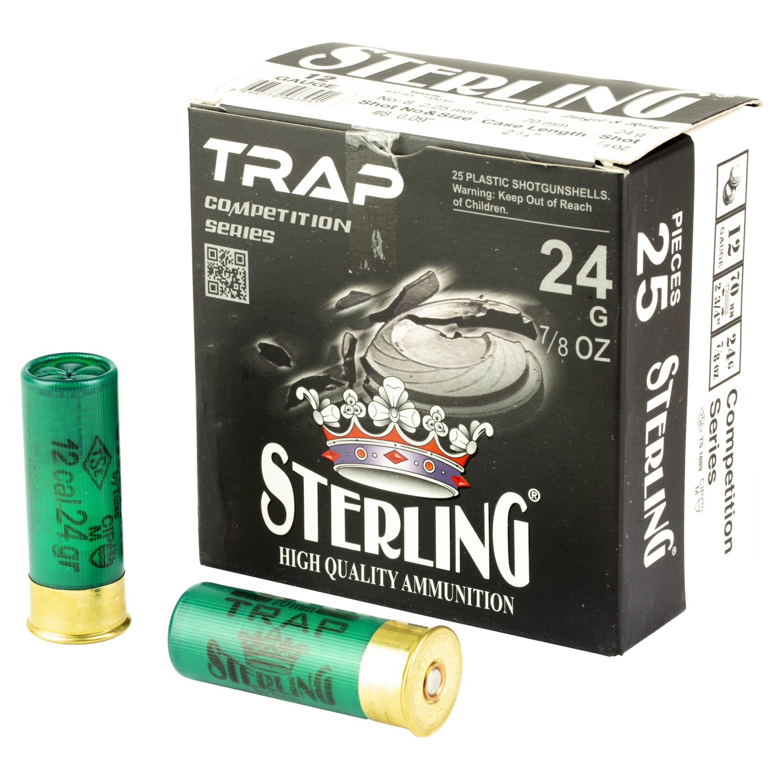 Buy GLOBAL ORDNANCE STERCOMP 12GA 24 GR #8 TRAP 25/BX 250/CS online